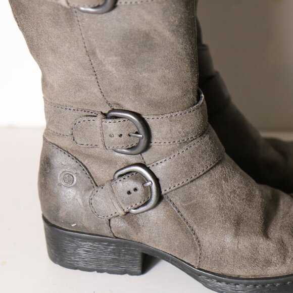 Born Croft Boot Size 8 Leather Motorcycle Biker Side Zip Buckle Mid Calf - Picture 2 of 7